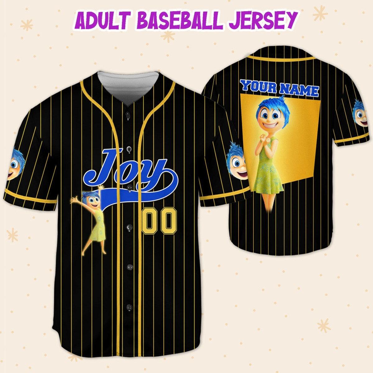 Personalize Joy Jersey Yellow Black Disney Baseball Jersey 5