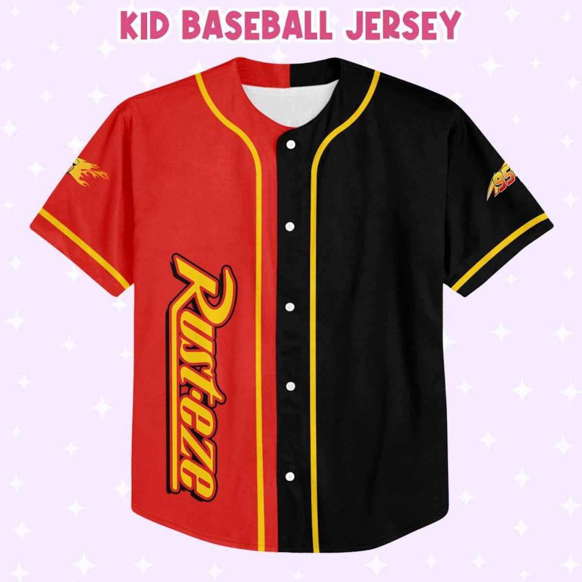 Personalize Lightning Mcqueen Red Black Disney Baseball Jersey 2