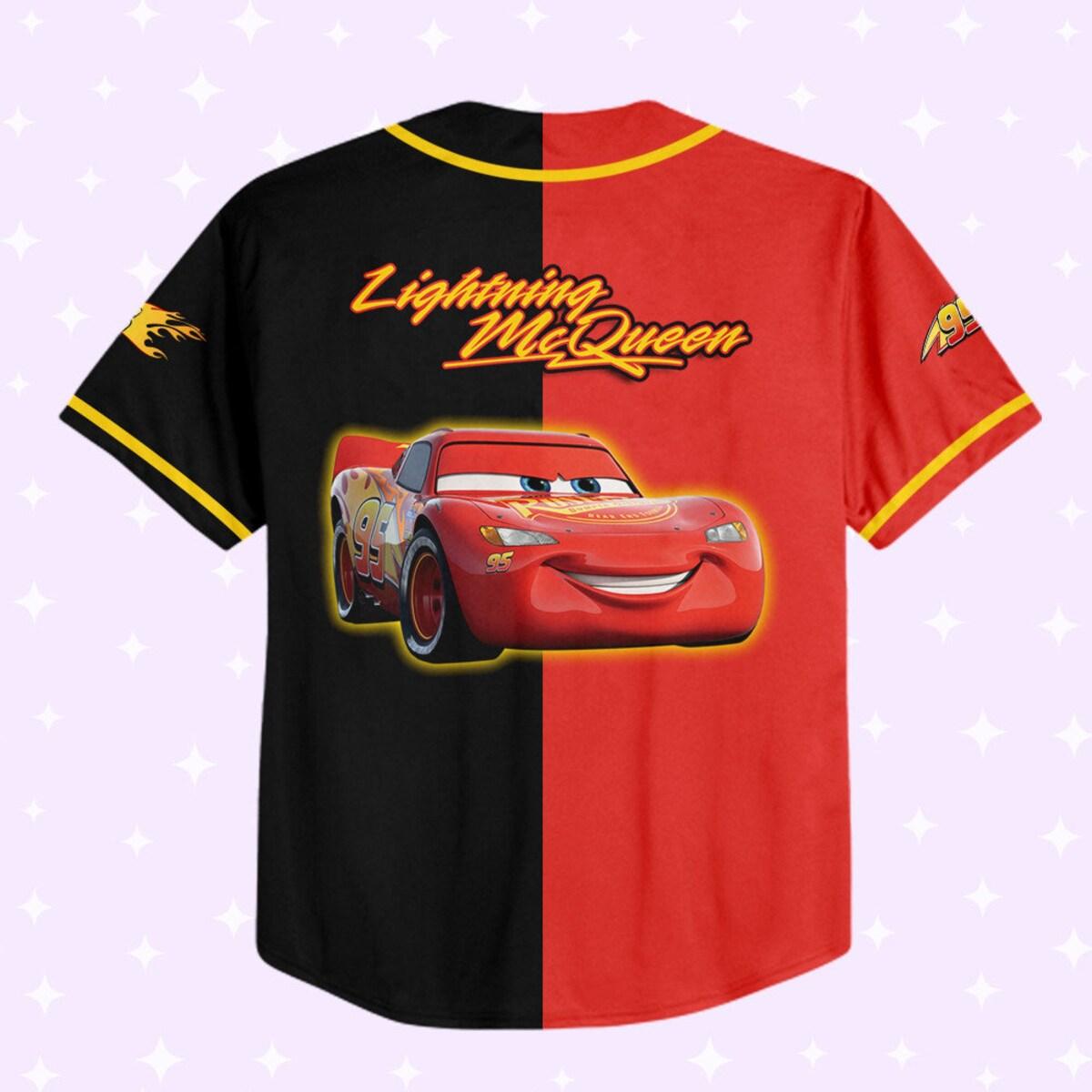 Personalize Lightning Mcqueen Red Black Disney Baseball Jersey 3