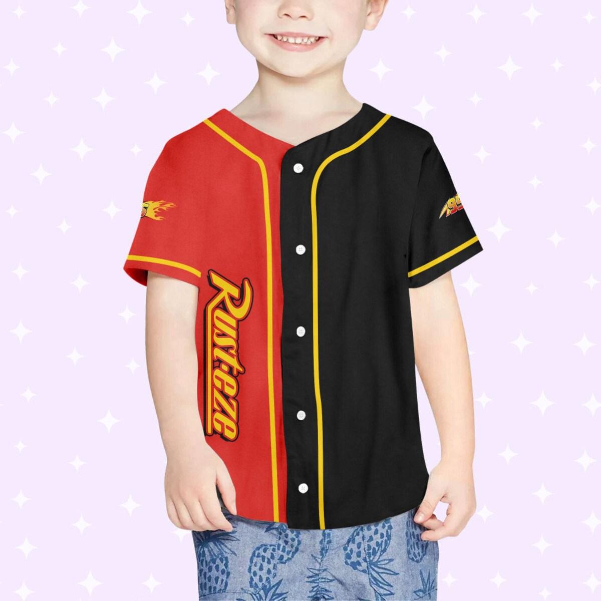 Personalize Lightning Mcqueen Red Black Disney Baseball Jersey 4