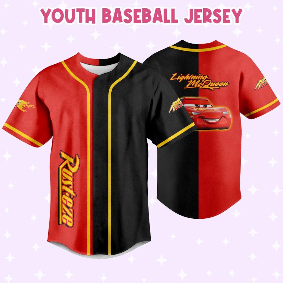 Personalize Lightning Mcqueen Red Black Disney Baseball Jersey 5