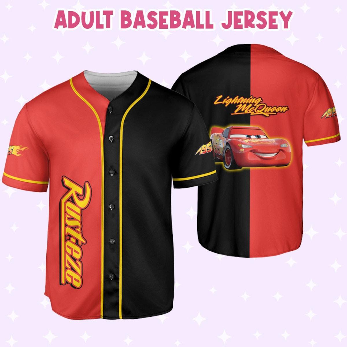 Personalize Lightning Mcqueen Red Black Disney Baseball Jersey 6