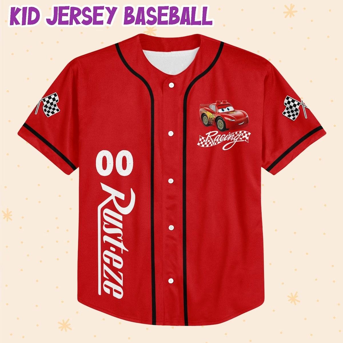 Personalize Lightning Mcqueen Speed Red Dark Baseball Jersey 2