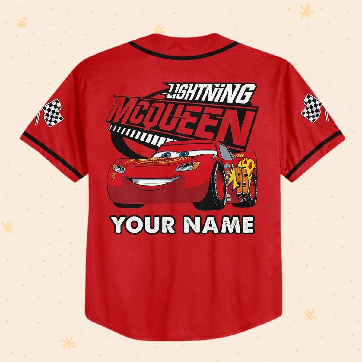 Personalize Lightning Mcqueen Speed Red Dark Baseball Jersey 3