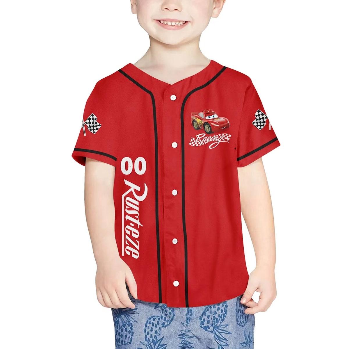 Personalize Lightning Mcqueen Speed Red Dark Baseball Jersey 4