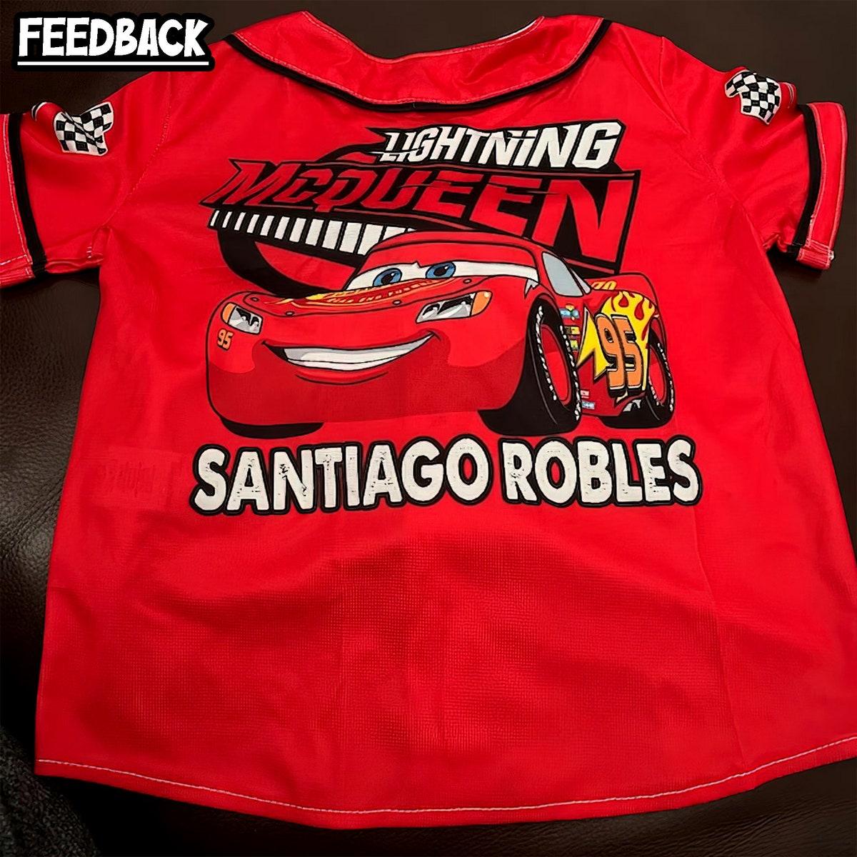 Personalize Lightning Mcqueen Speed Red Dark Baseball Jersey 7