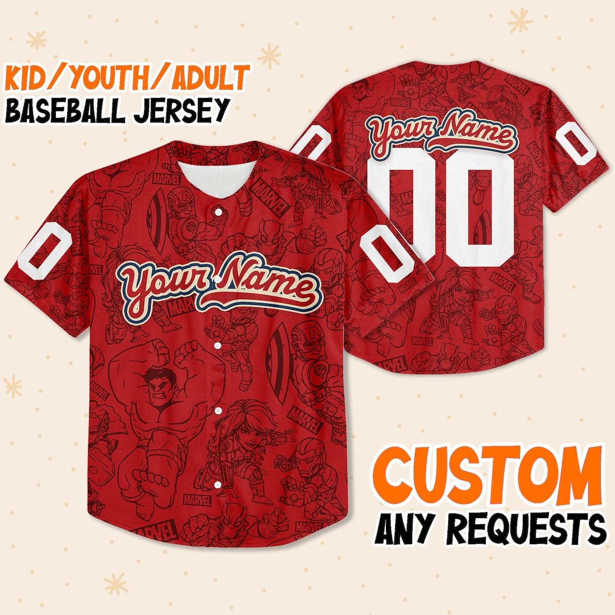 Personalize Marvel Superhero Adventures Cute Disney Baseball Jersey 1