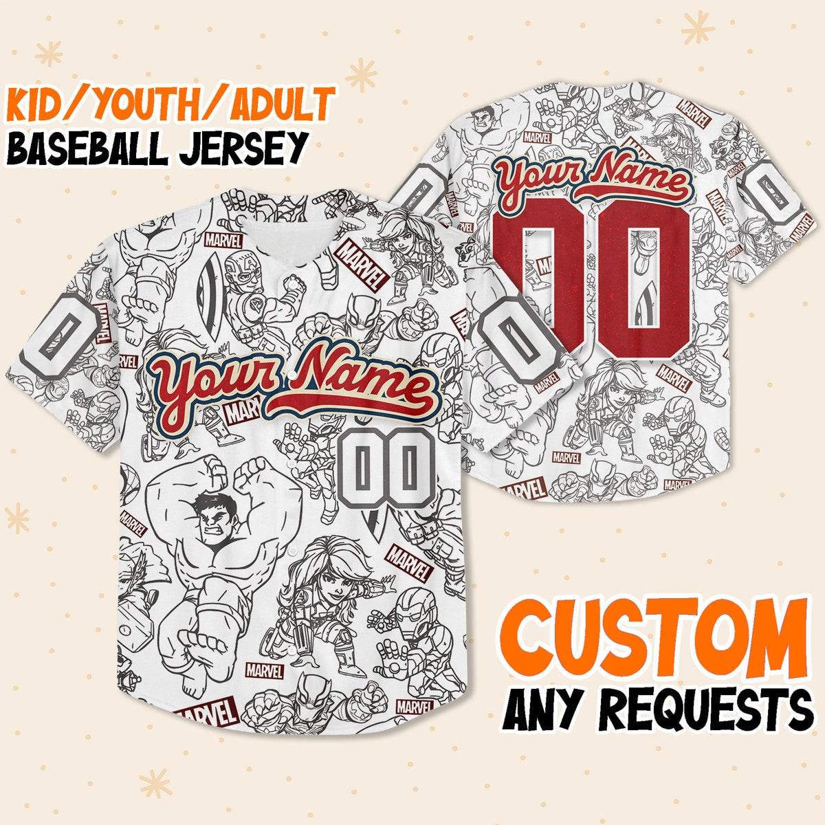 Personalize Marvel Superhero Adventures Disney Baseball Jersey 1