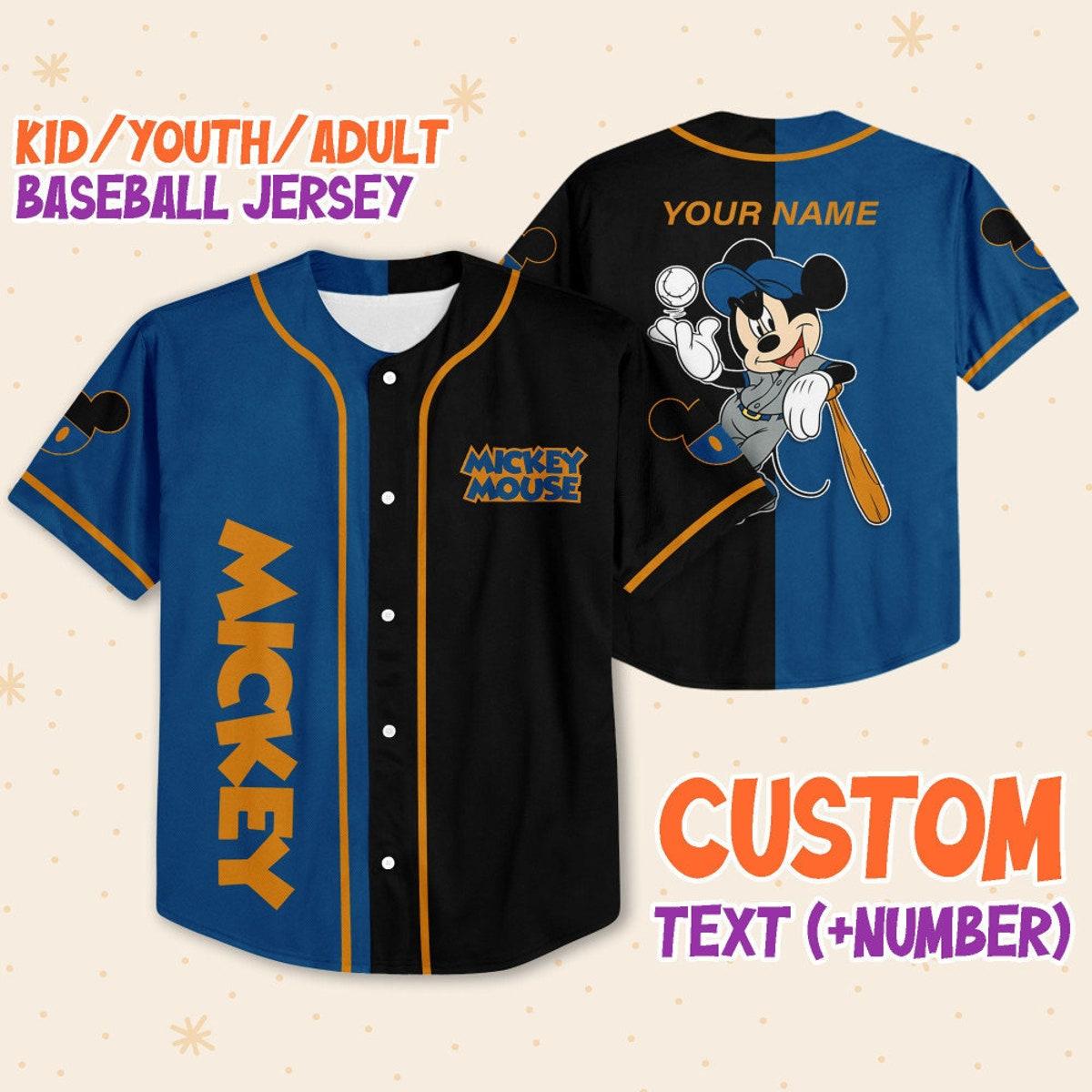 Personalize Mickey Baseball Blue Black Custom Baseball Jersey 1