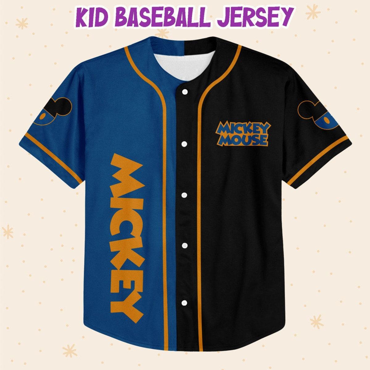 Personalize Mickey Baseball Blue Black Custom Baseball Jersey 2