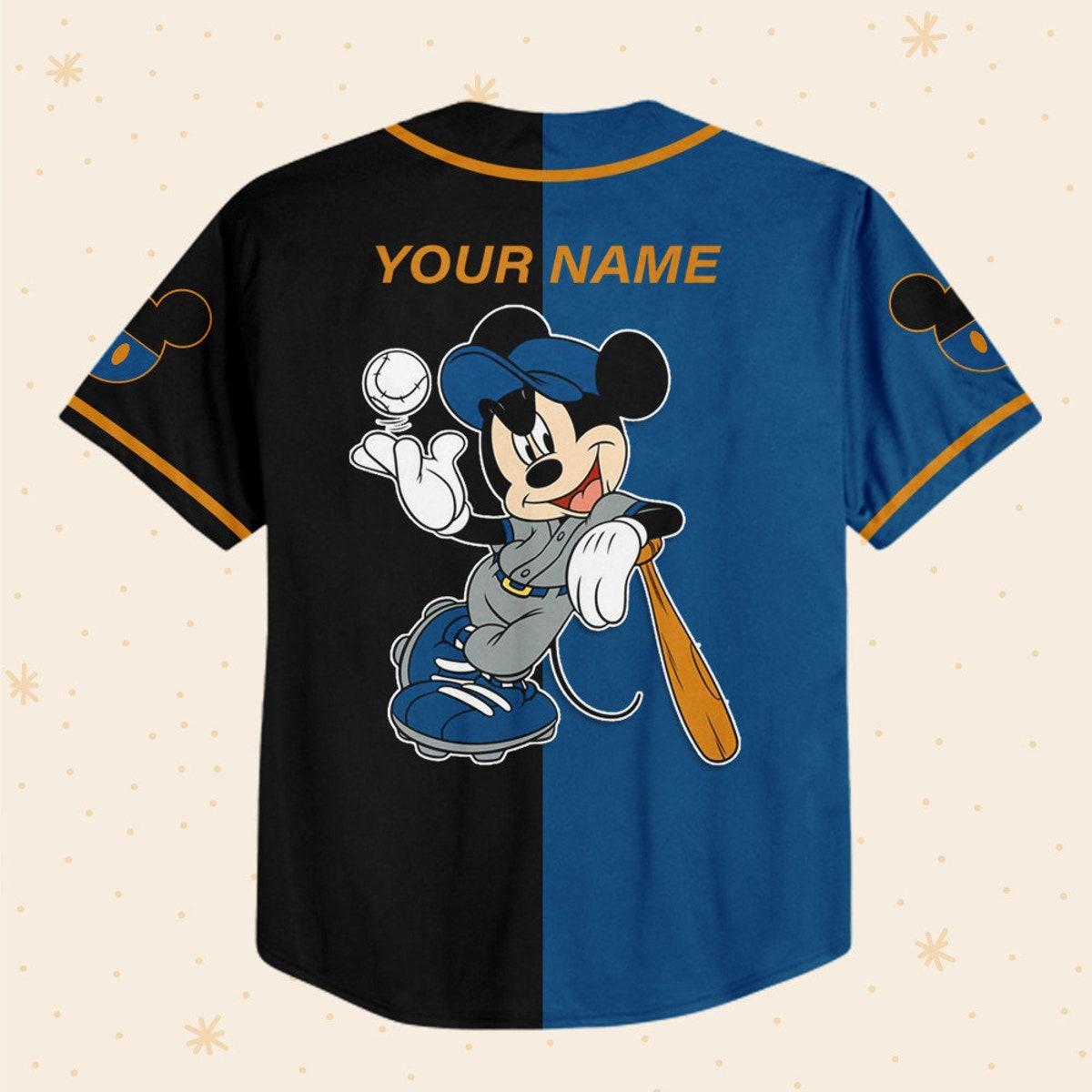 Personalize Mickey Baseball Blue Black Custom Baseball Jersey 3