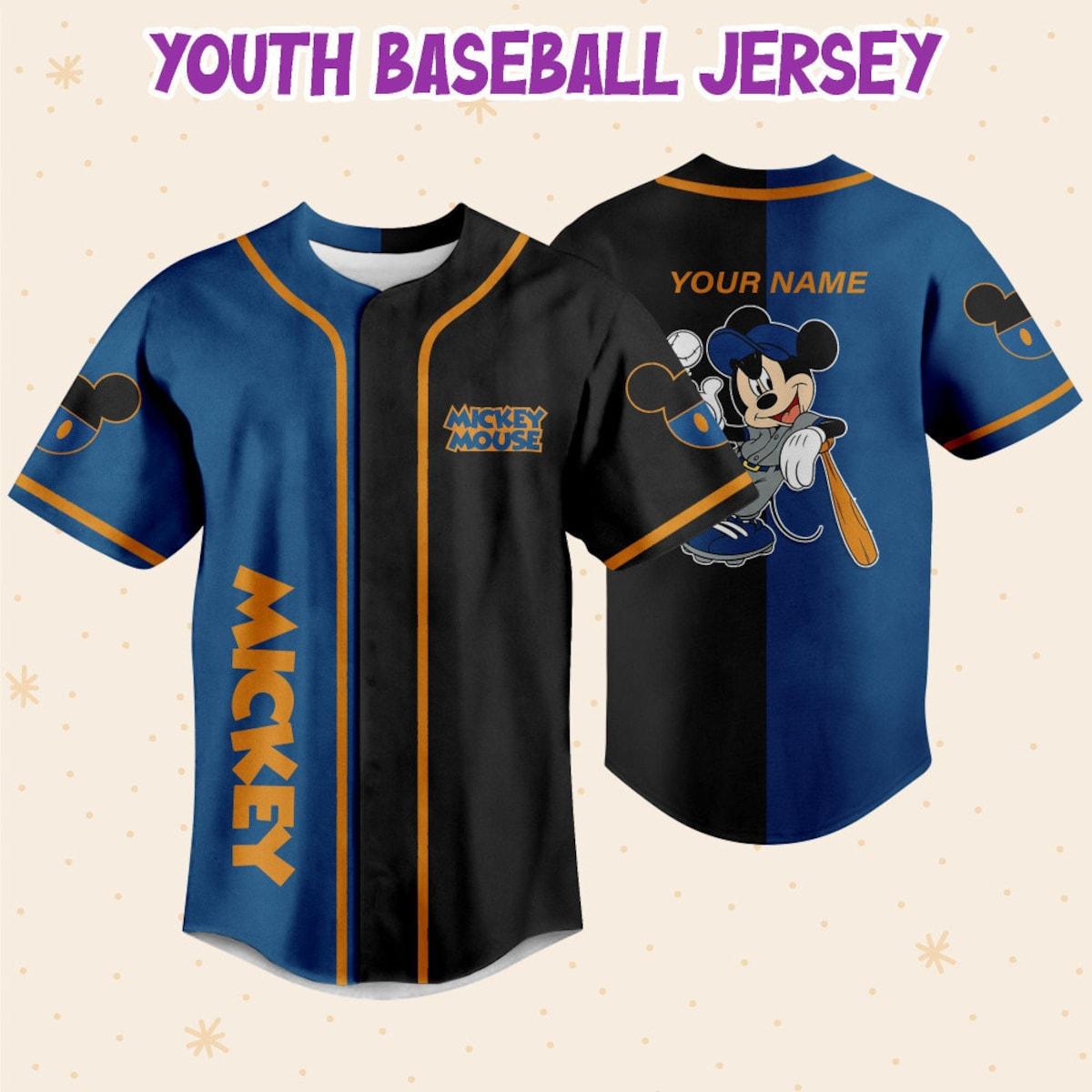 Personalize Mickey Baseball Blue Black Custom Baseball Jersey 5