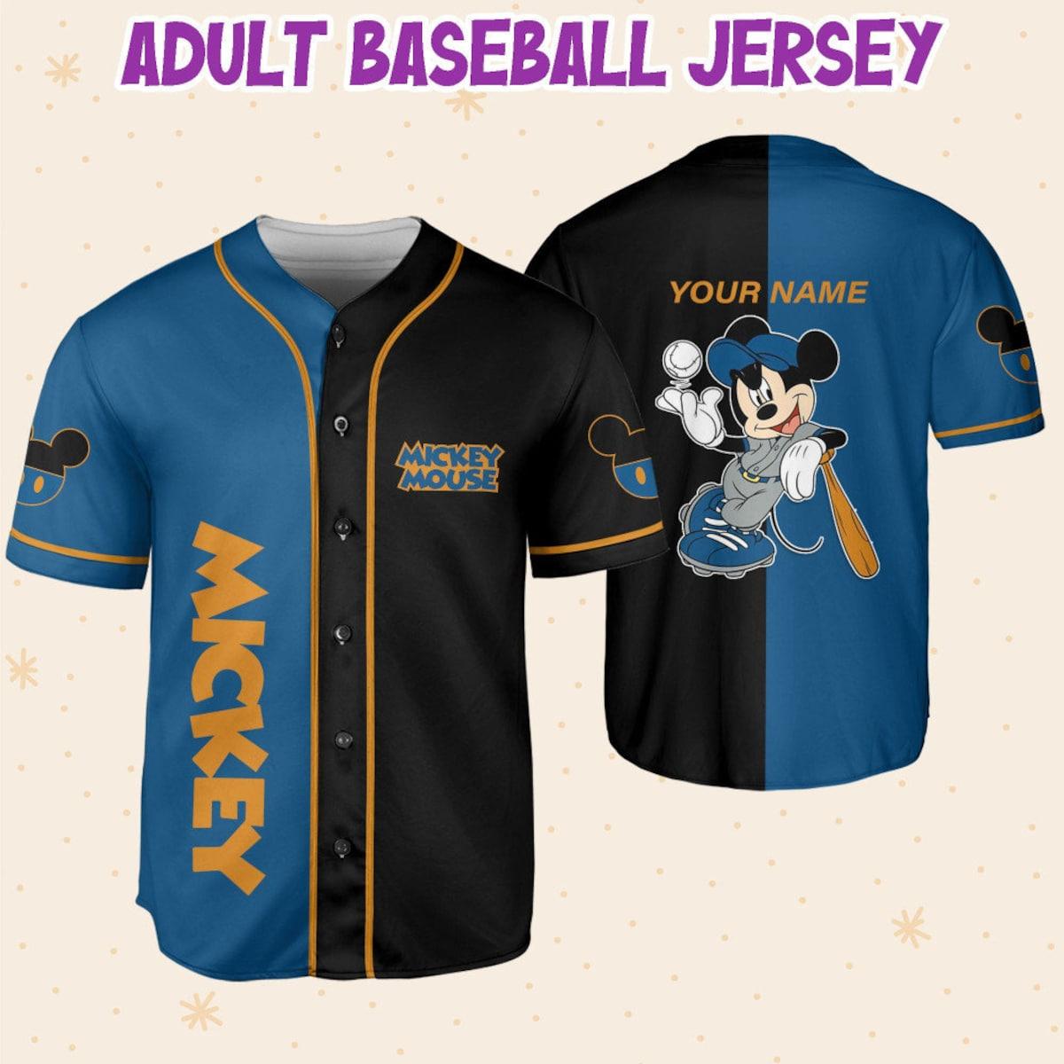 Personalize Mickey Baseball Blue Black Custom Baseball Jersey 6