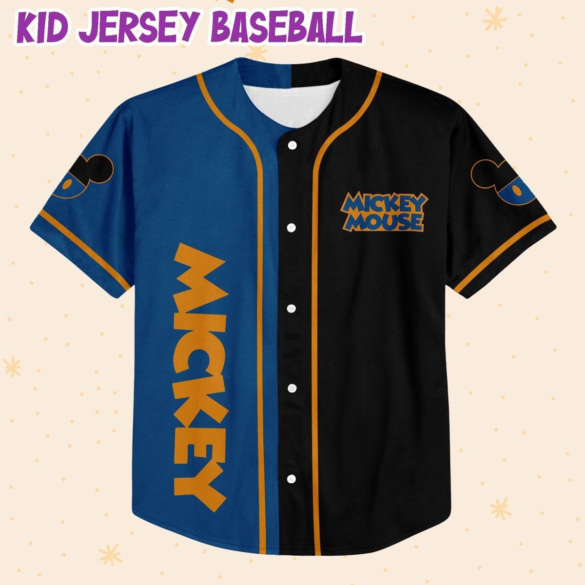 Personalize Mickey Baseball Blue Black Custom Disney Baseball Jersey 2