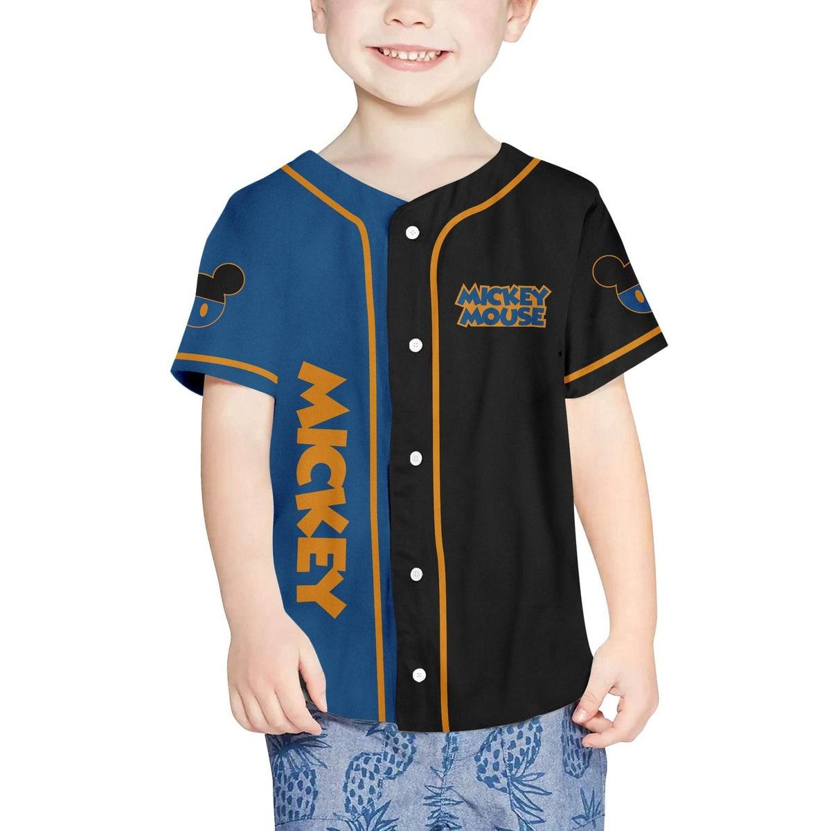 Personalize Mickey Baseball Blue Black Custom Disney Baseball Jersey 4