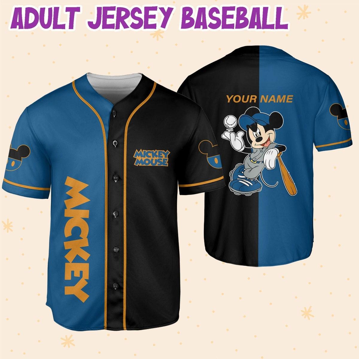 Personalize Mickey Baseball Blue Black Custom Disney Baseball Jersey 6