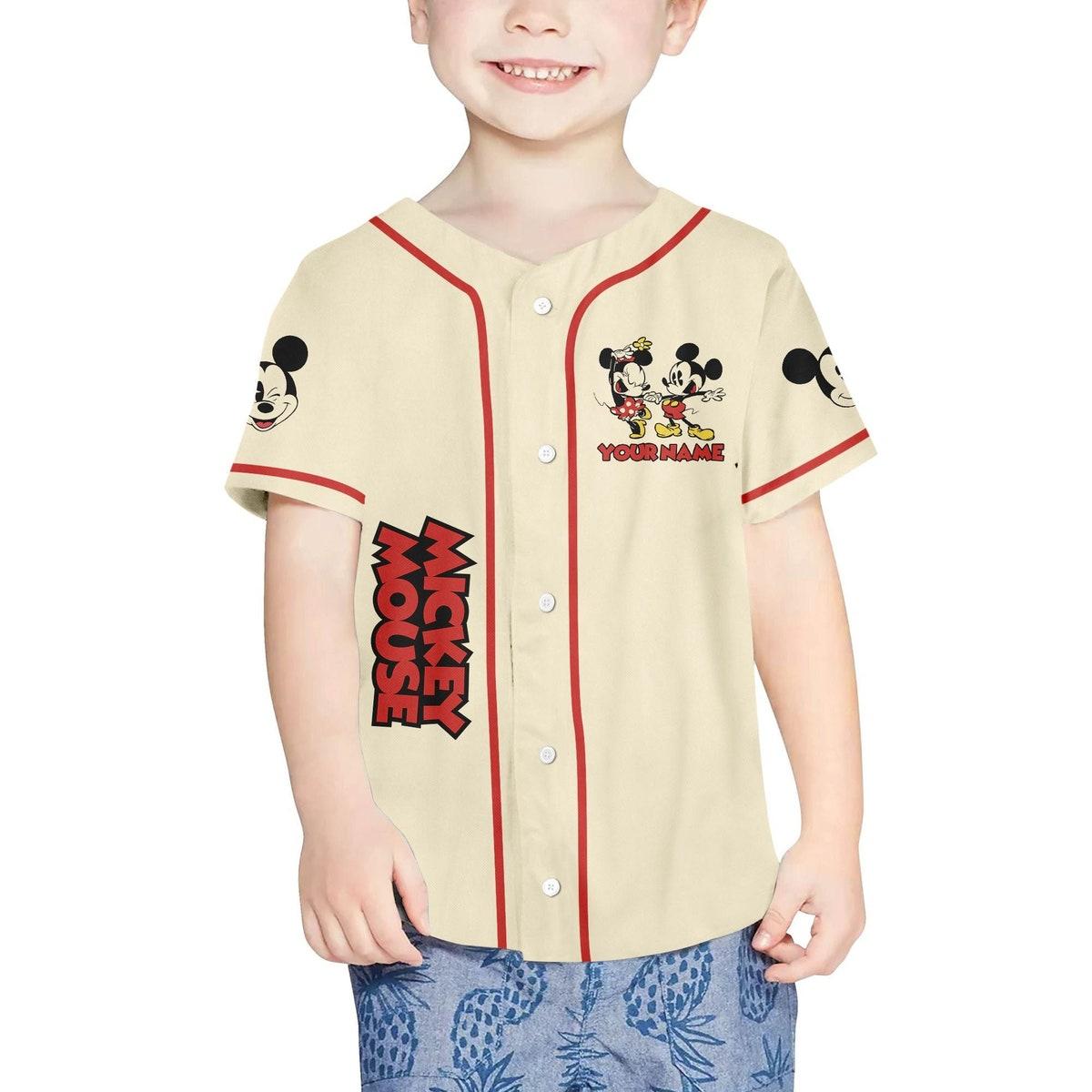 Personalize Mickey Classic Love Custom Name Disney Baseball Jersey 4