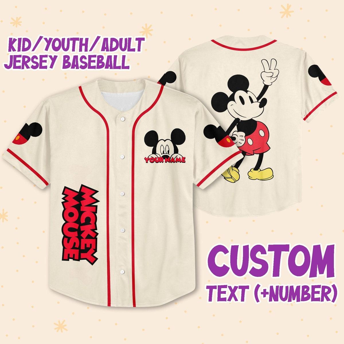 Personalize Mickey Happy Custom Baseball Jersey 1