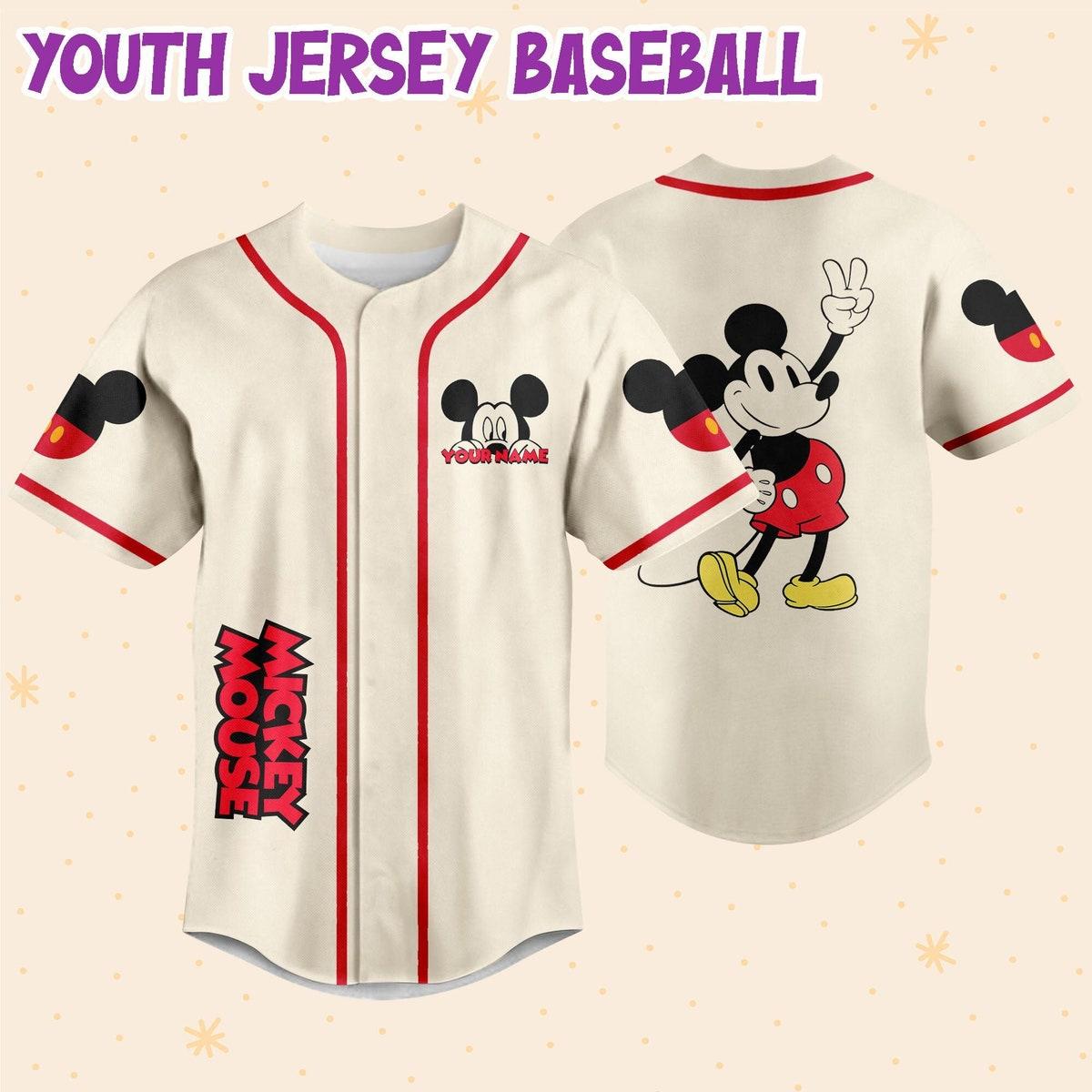 Personalize Mickey Happy Custom Baseball Jersey 5