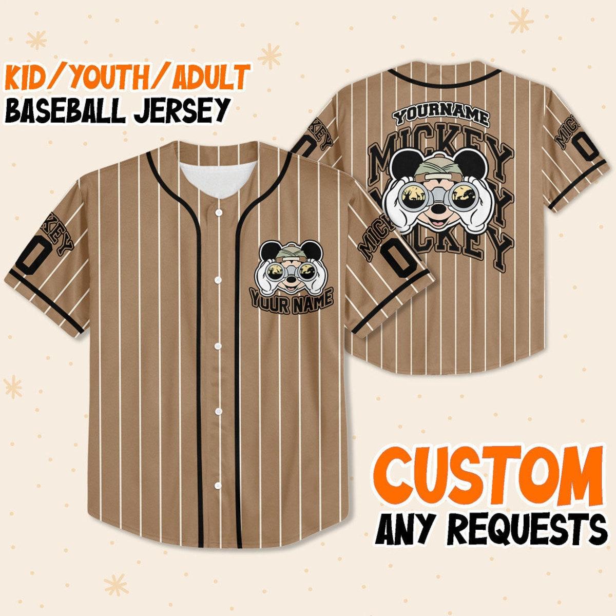 Personalize Mickey Mouse Safari Custom Name Disney Baseball Jersey 1