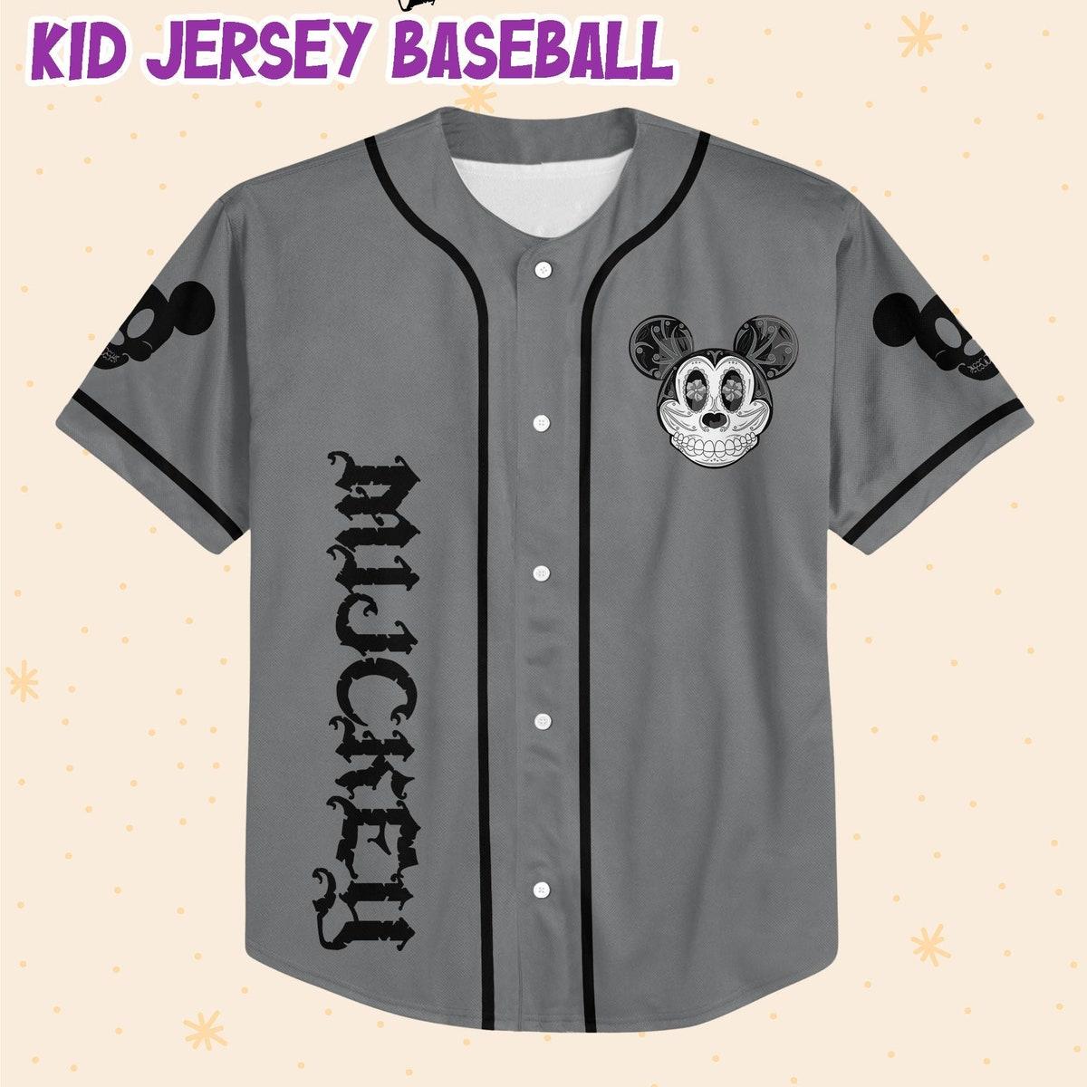 Personalize Mickey Mouse Sugar Skull Custom Baseball Jersey 2