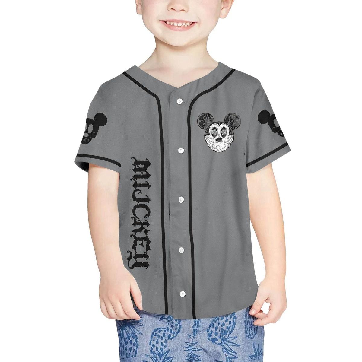 Personalize Mickey Mouse Sugar Skull Custom Baseball Jersey 4