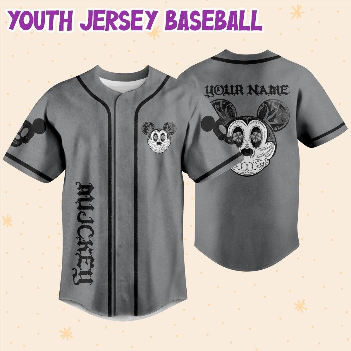 Personalize Mickey Mouse Sugar Skull Custom Baseball Jersey 5