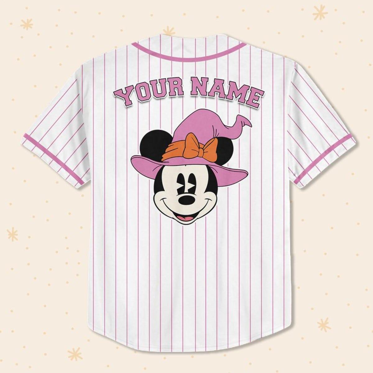 Personalize Minnie Mouse Halloween Magic Kingdom Disneyland Baseball Jersey 3