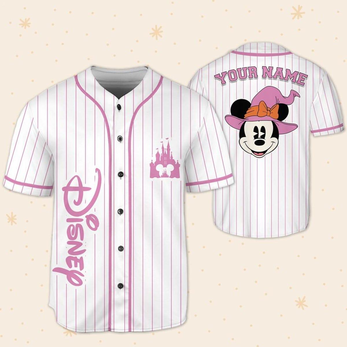 Personalize Minnie Mouse Halloween Magic Kingdom Disneyland Baseball Jersey 5