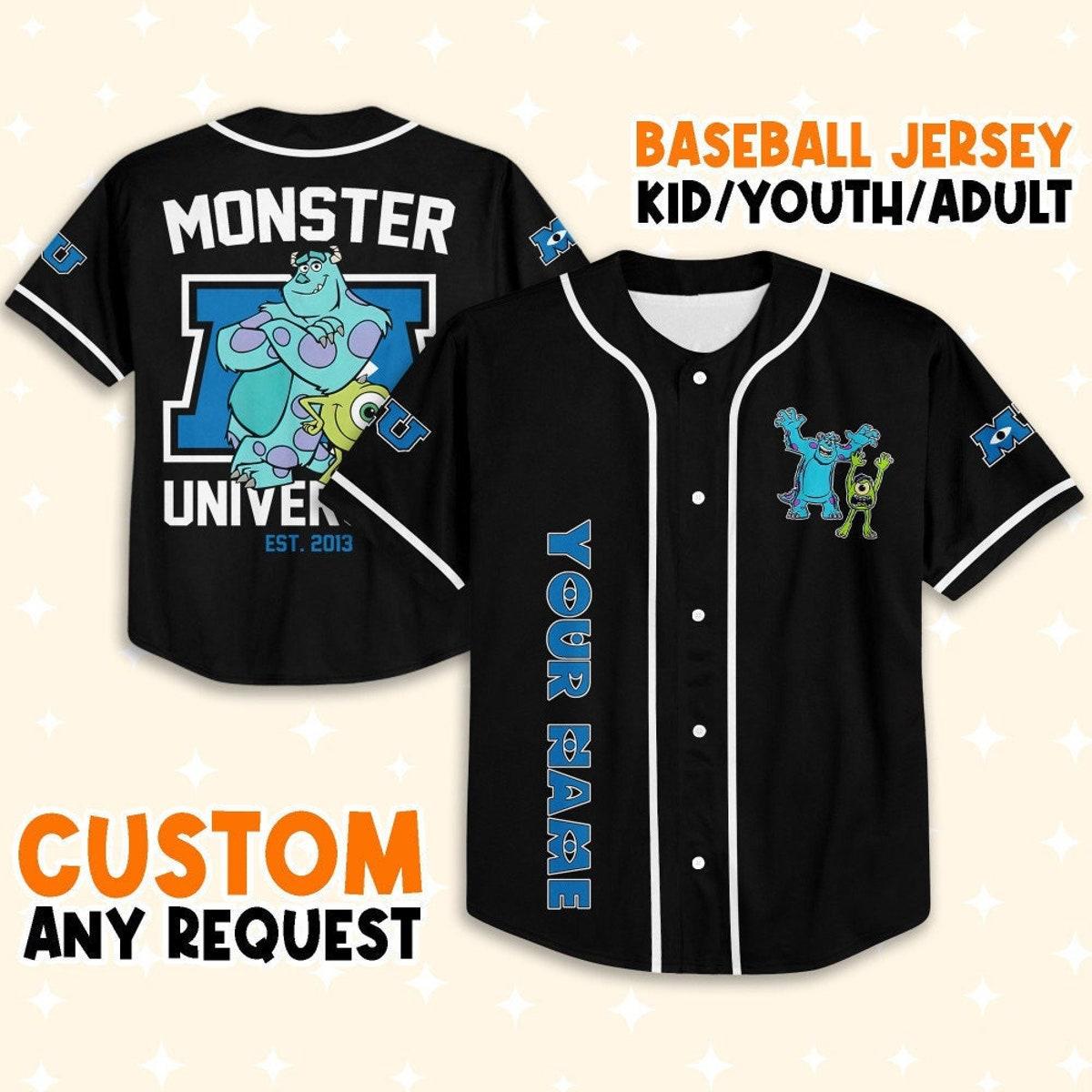 Personalize Monsters Inc Retro Monsters University Baseball Jersey 1