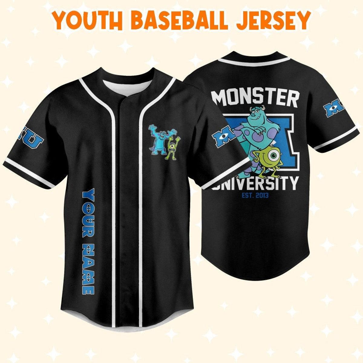 Personalize Monsters Inc Retro Monsters University Baseball Jersey 5