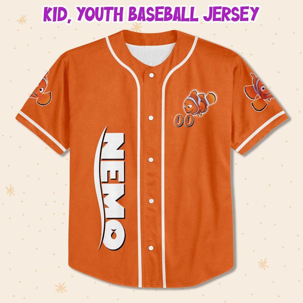 Personalize Nemo Orange White Disney Baseball Jersey 2