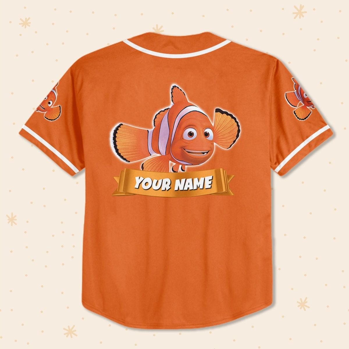 Personalize Nemo Orange White Disney Baseball Jersey 3