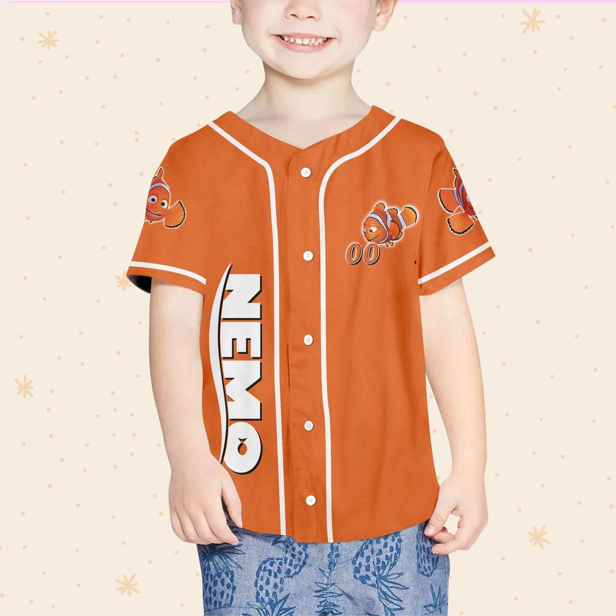 Personalize Nemo Orange White Disney Baseball Jersey 4