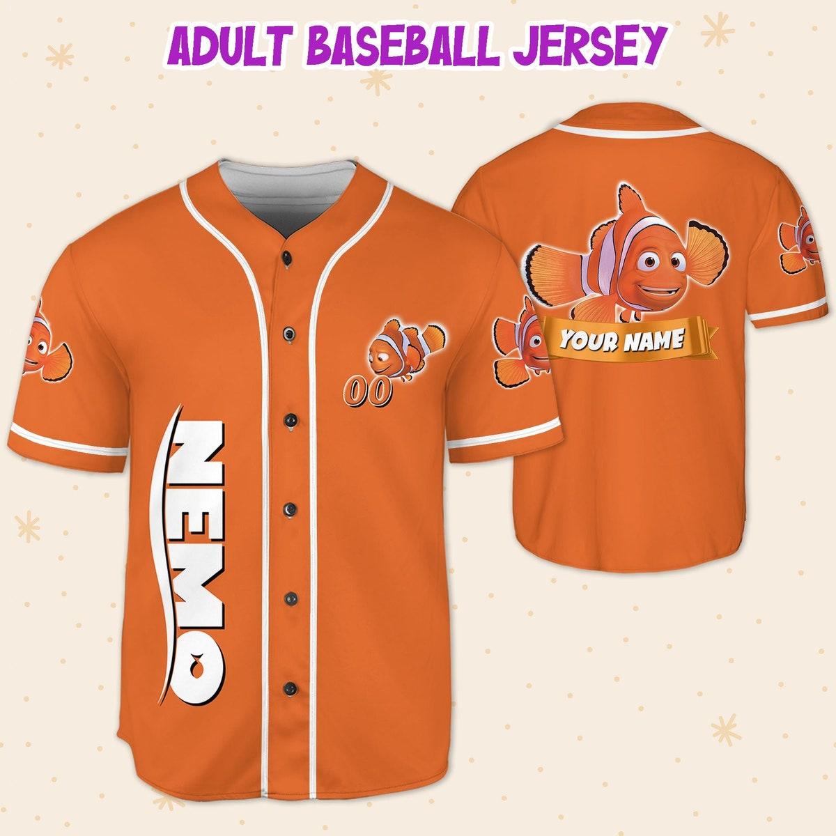 Personalize Nemo Orange White Disney Baseball Jersey 5