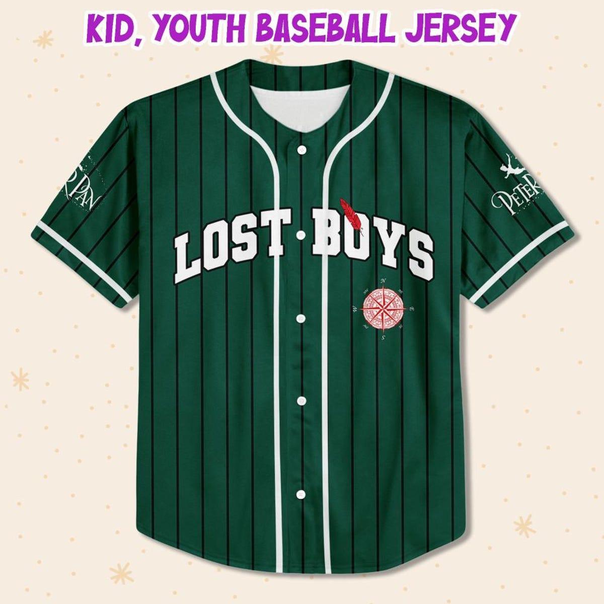 Personalize Peter Pan Lost Boys Striped Baseball Jersey 2