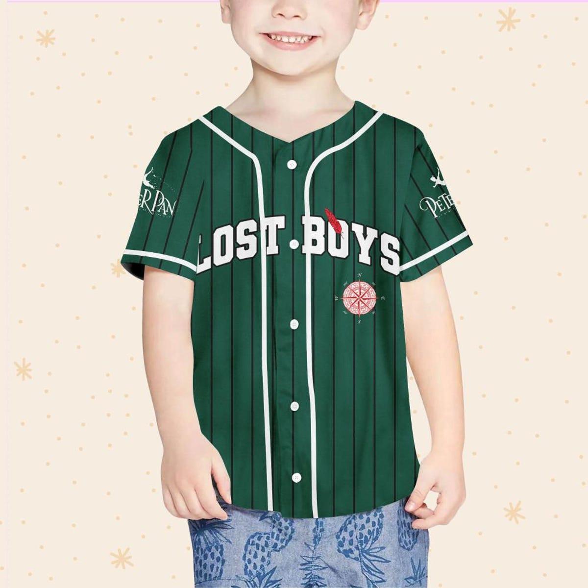 Personalize Peter Pan Lost Boys Striped Baseball Jersey 4