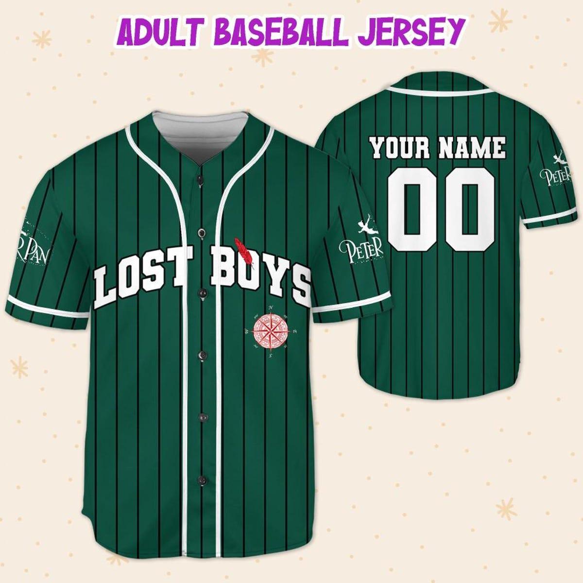 Personalize Peter Pan Lost Boys Striped Baseball Jersey 5