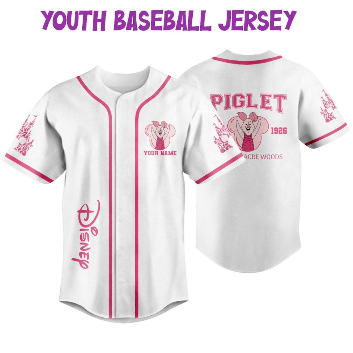 Personalize Piglet Pink Custom Kids Youth Adult Disney Baseball Jersey 5