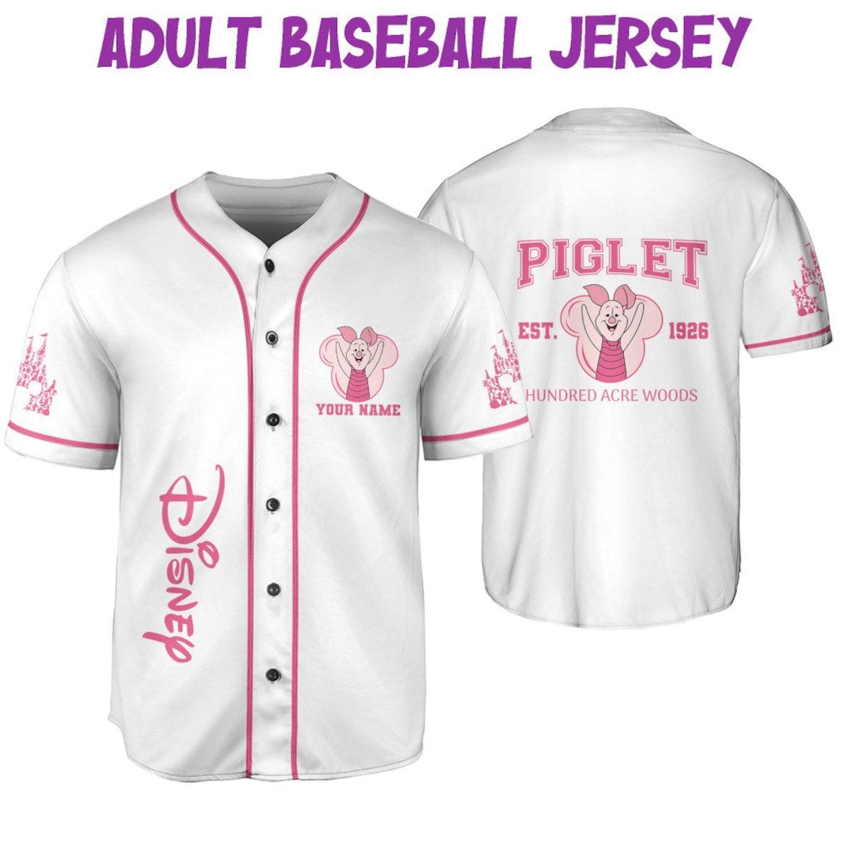 Personalize Piglet Pink Custom Kids Youth Adult Disney Baseball Jersey 6