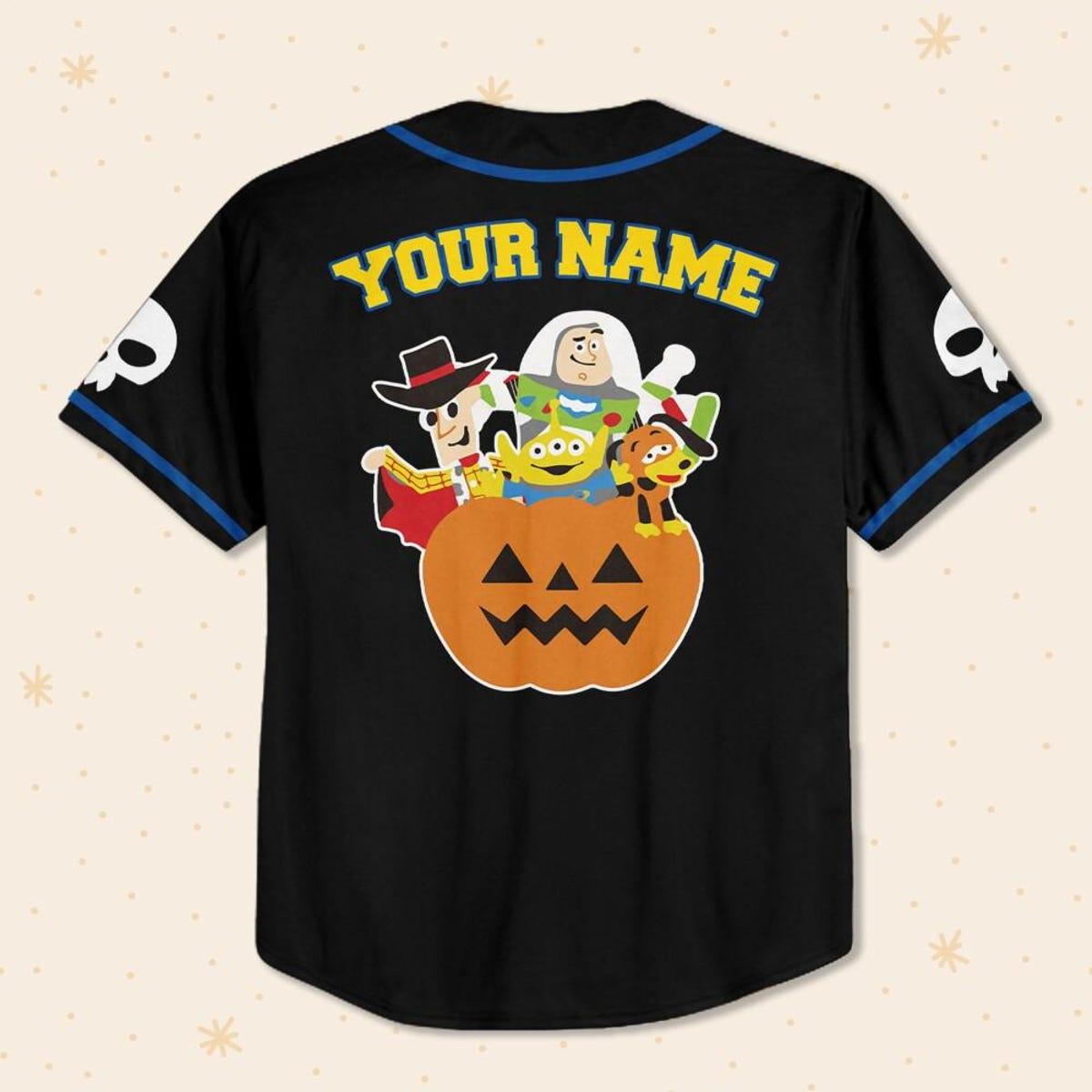 Personalize Pumkin Toy Story Halloween Baseball Jersey 3