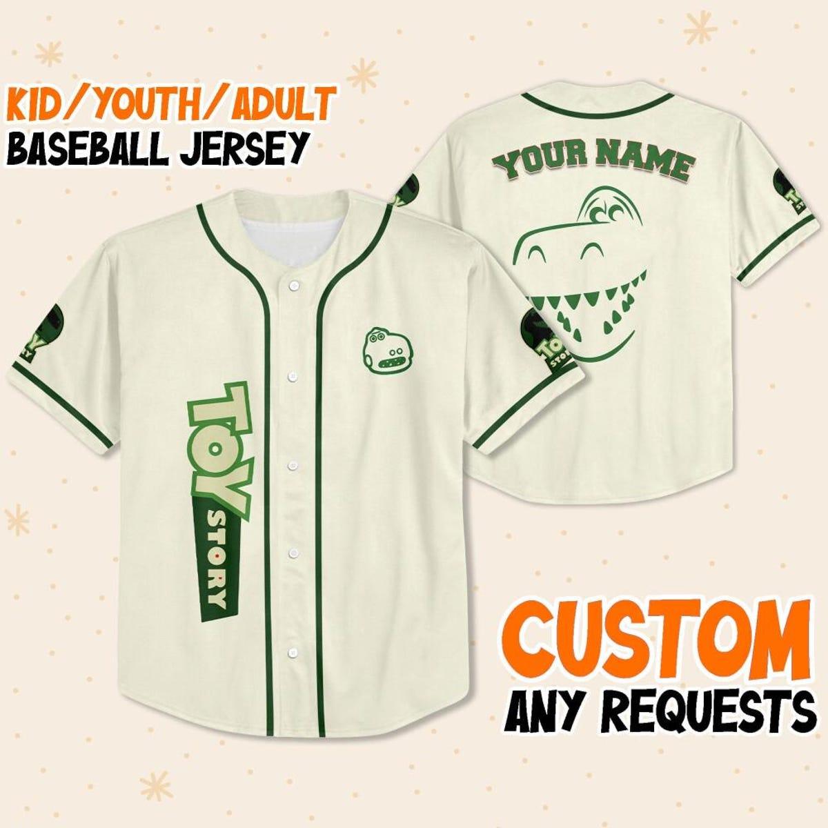 Personalize Rex Toy Story Disney Baseball Jersey 1