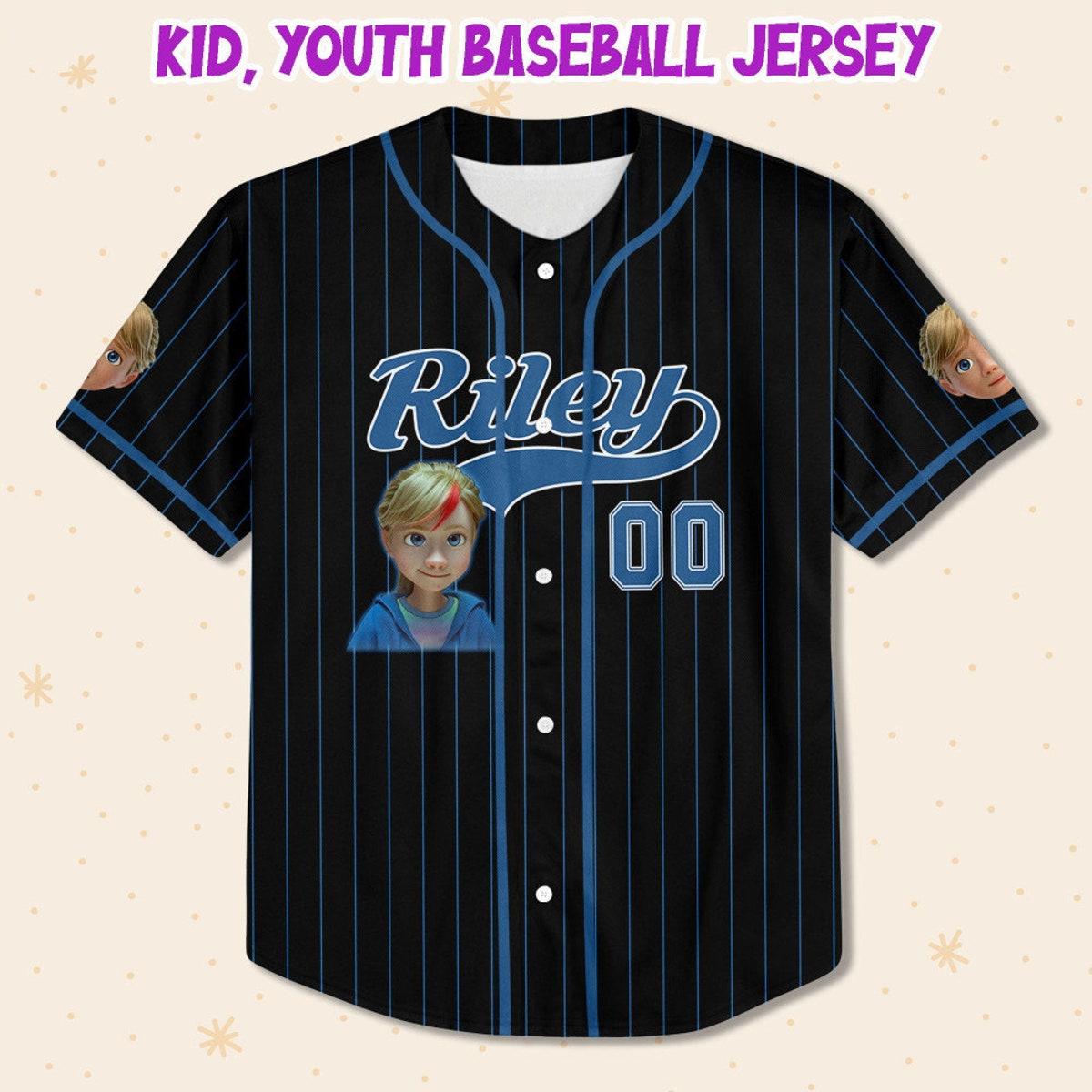 Personalize Riley Blue Black Disney Baseball Jersey 2