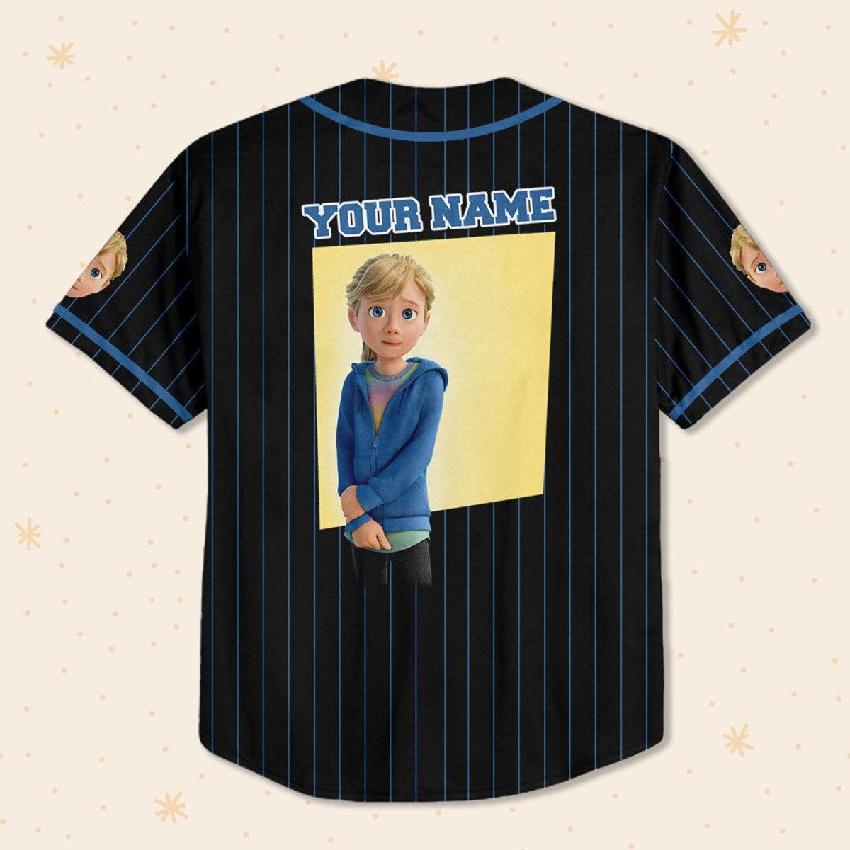 Personalize Riley Blue Black Disney Baseball Jersey 3