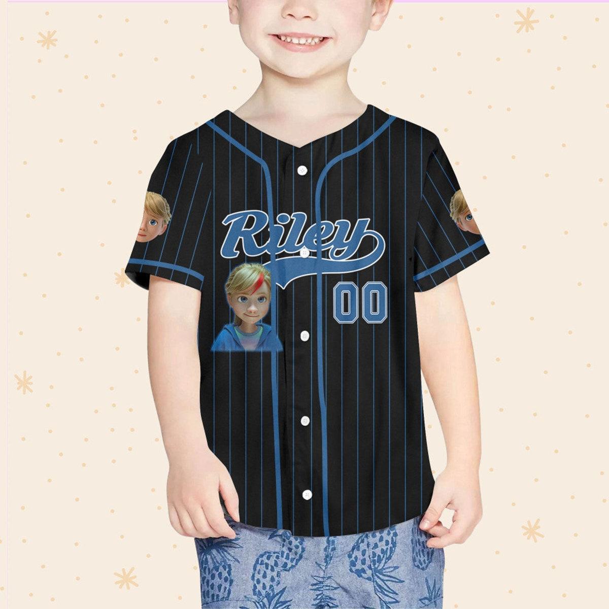 Personalize Riley Blue Black Disney Baseball Jersey 4