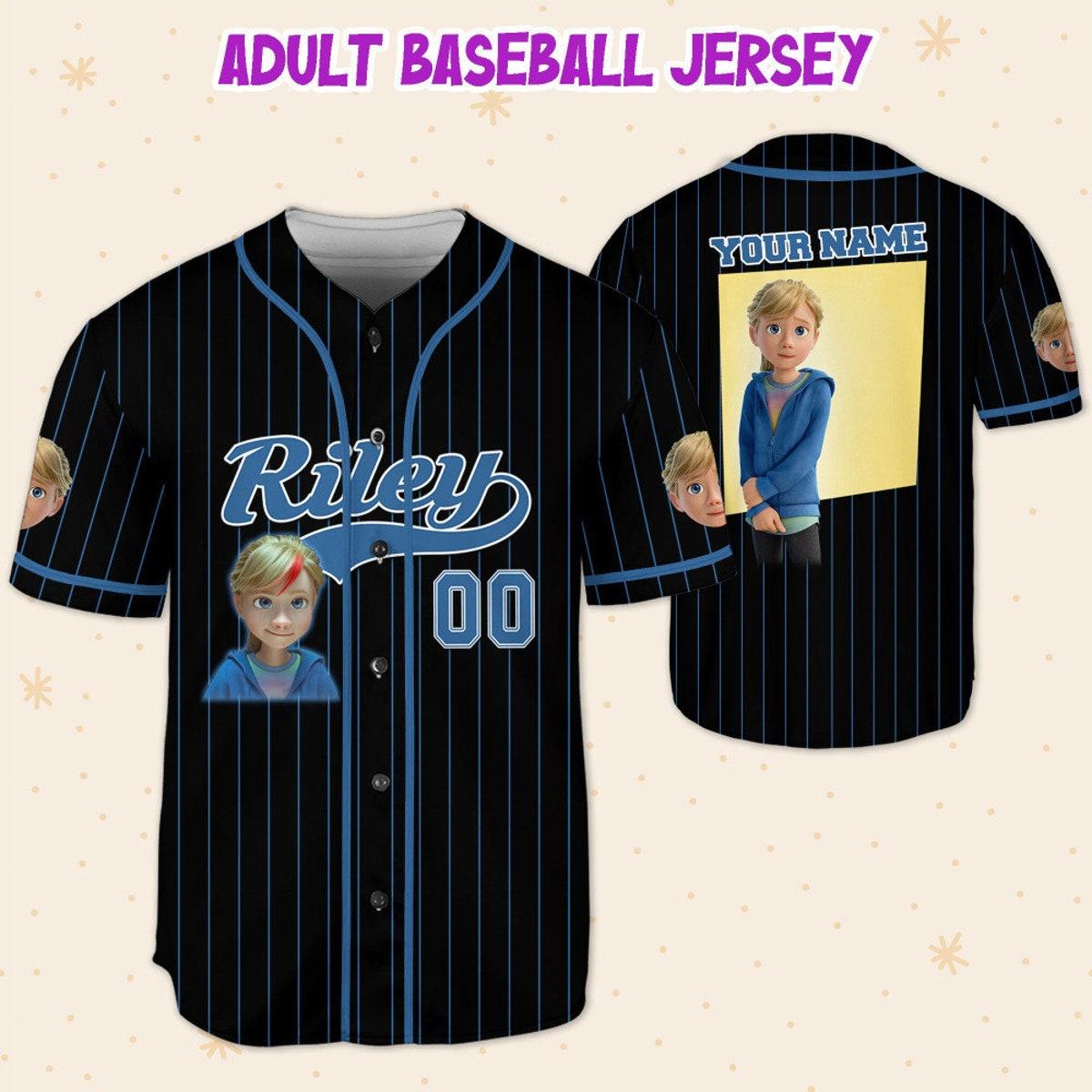 Personalize Riley Blue Black Disney Baseball Jersey 5