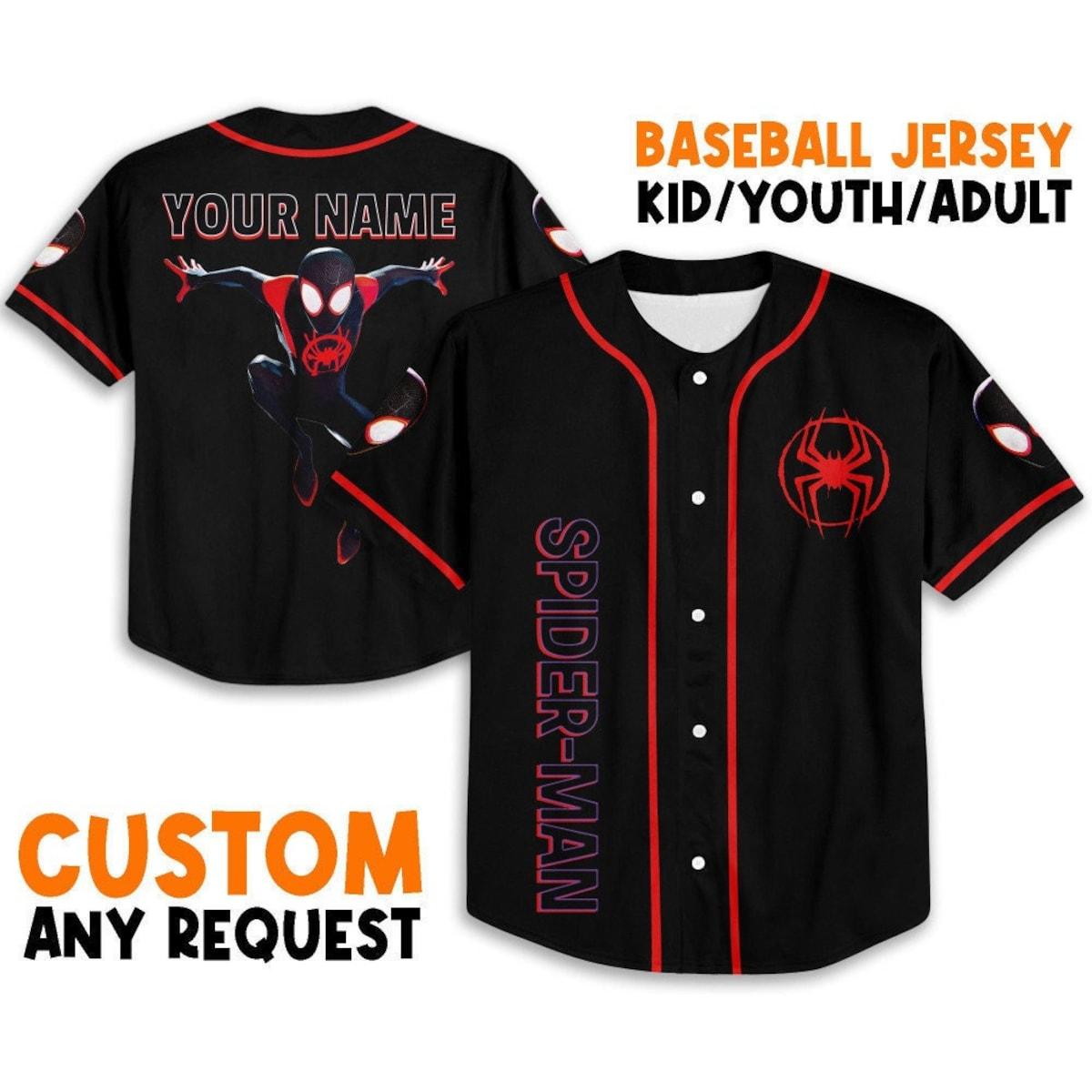 Personalize Spider Man Across The Spider Verse Black Jump Baseball Jersey 1