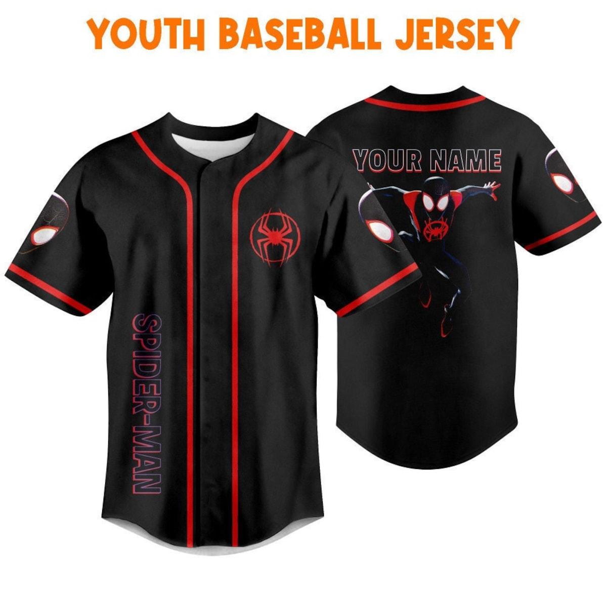 Personalize Spider Man Across The Spider Verse Black Jump Baseball Jersey 5