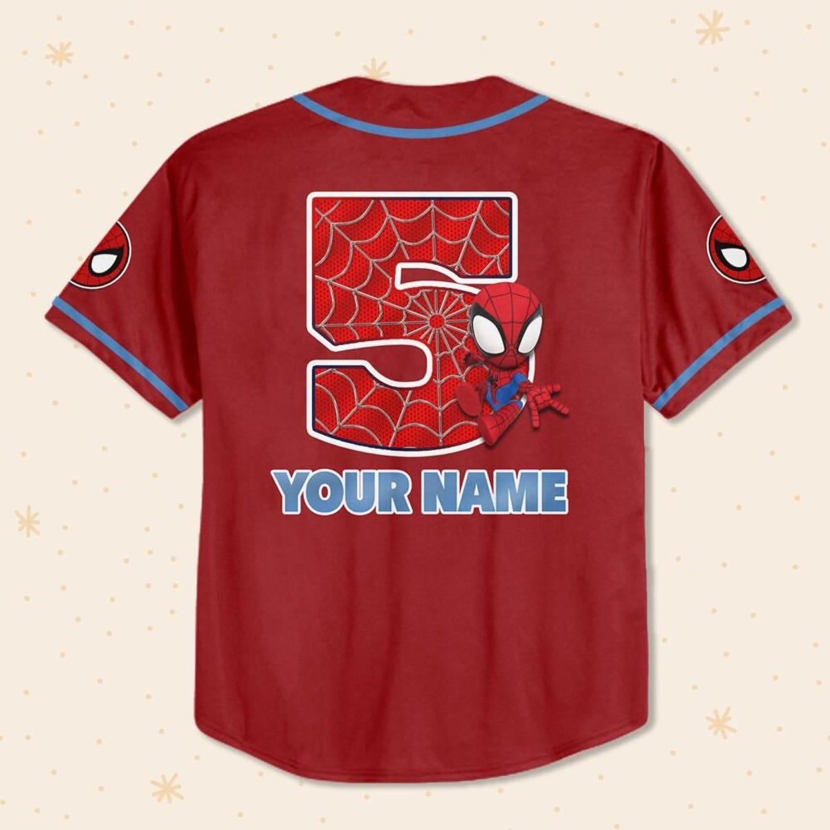 Personalize Spiderman Birthday Number Superhero Baseball Jersey 3