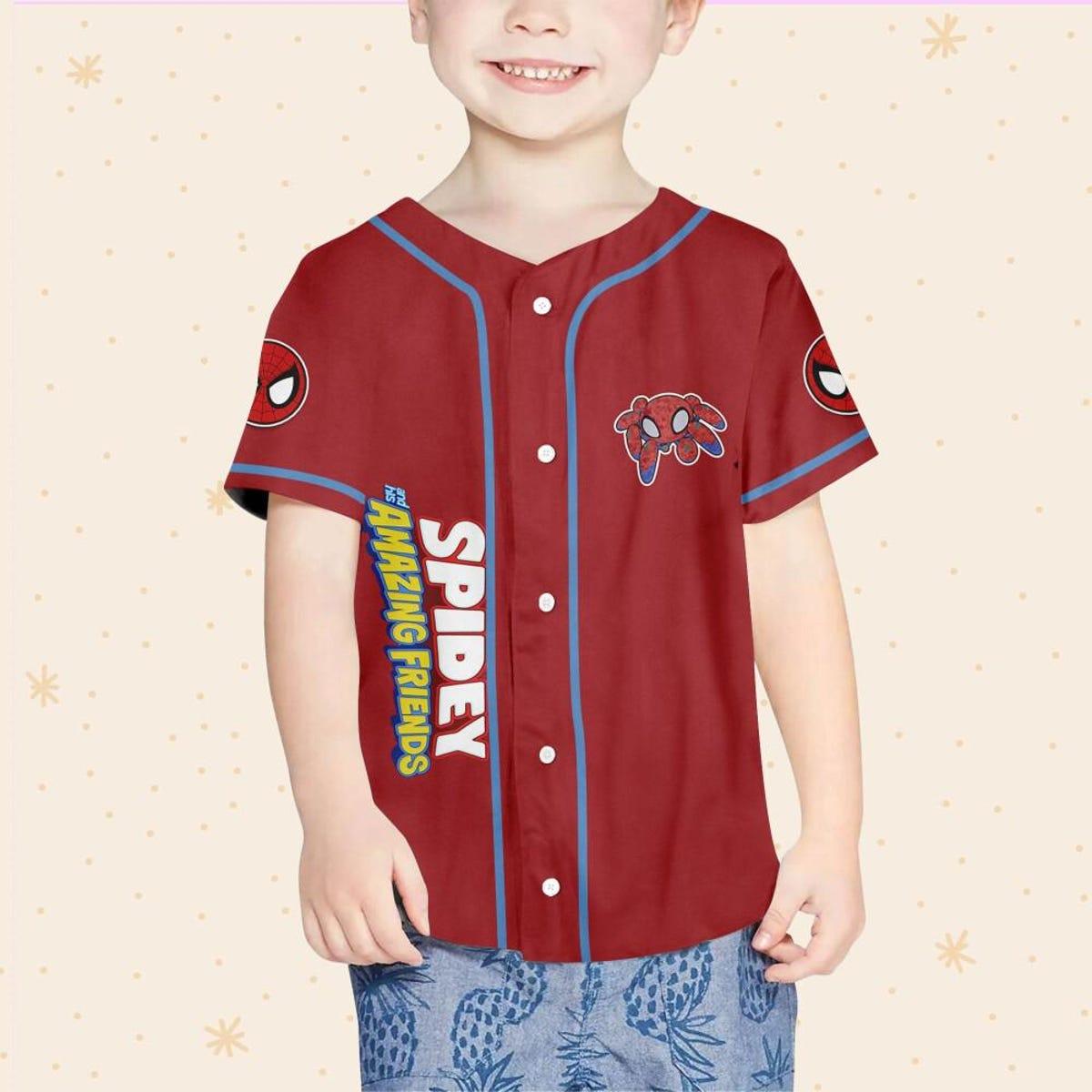 Personalize Spiderman Birthday Number Superhero Baseball Jersey 4